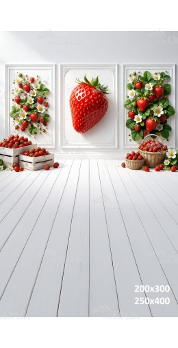 Tło fotograficzne „Truskawkowa galeria z dekoracyjnymi panelami” | 4012